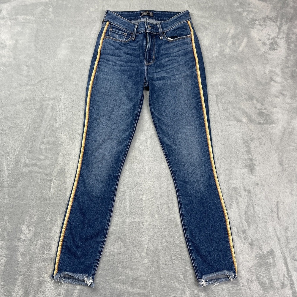 Abercrombie & Fitch Harper Low Rise Ankle Jeans Womens 24/00R‎ Blue Slim Stretch